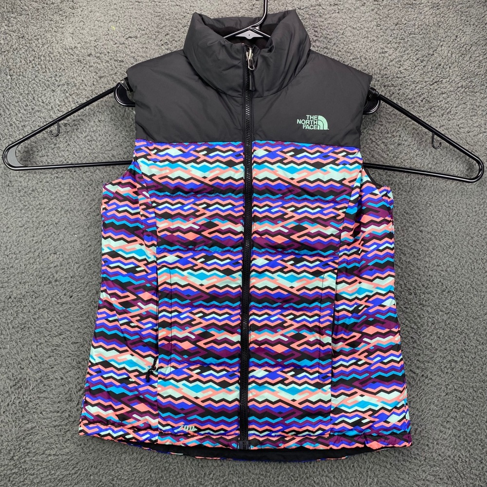 The North‎ Face Womens Vest Puffer Down Colorful Print Black Size S